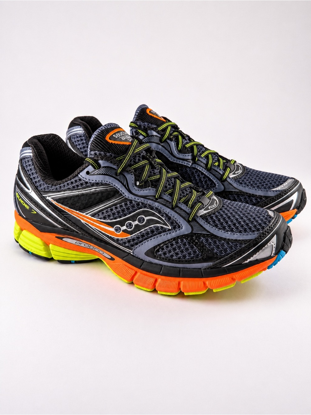 Size 8M/9.5W- Saucony ProGrid Guide 7 Men's Black and Orange Running Shoes